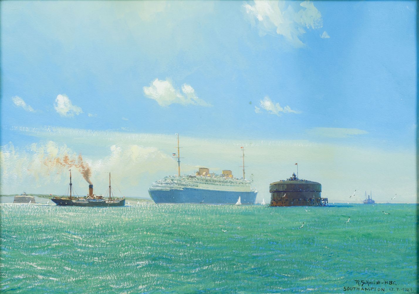 Robert Schmidt-Hamburg - The Bremen in Southampton The Bremen in Southampton