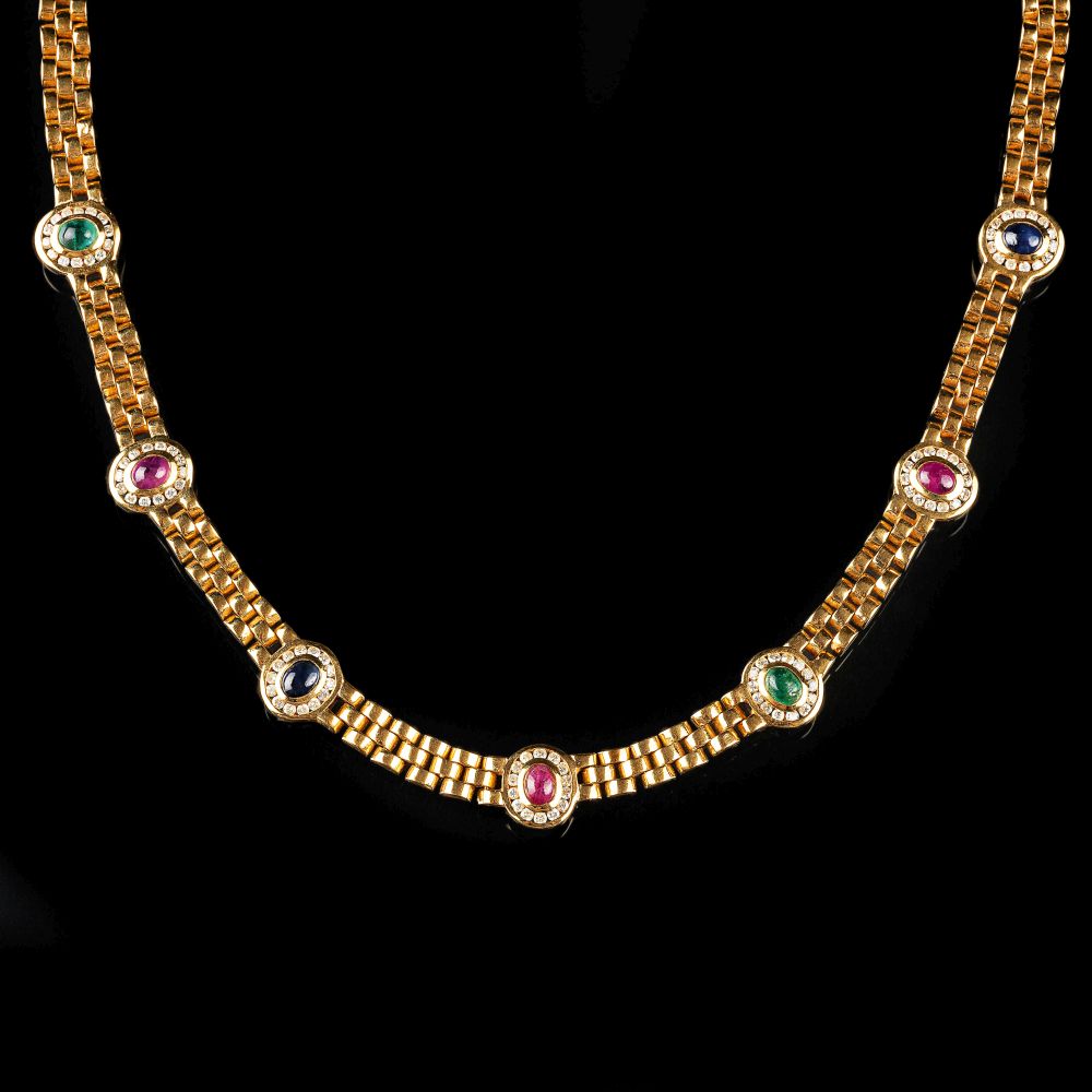 A Necklace with Gemstones and Diamonds