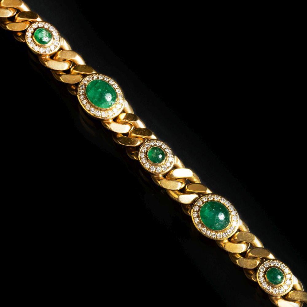 An Emerald Diamond Curbchain Bracelet