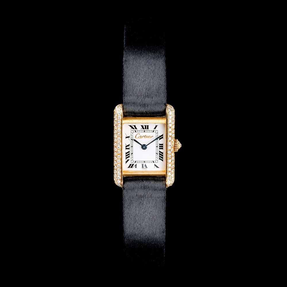 Damen-Armbanduhr mit Diamanten 'Tank'