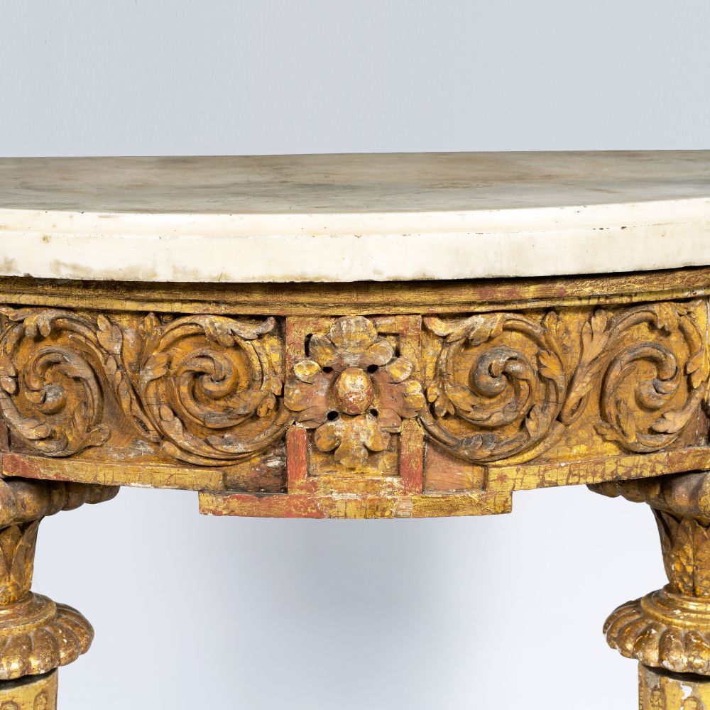 A Demi-Lune Pier Table with Floral Decor - image 2