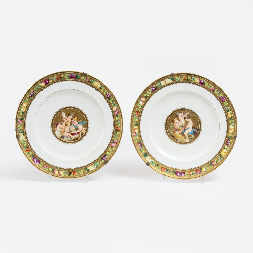 A Pair of Empire Plates with Putti