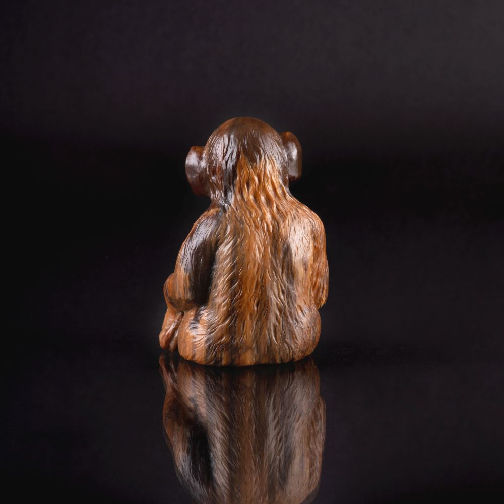 Russische Achat-Tierfigur 'Sitzender Schimpanse' - Bild 3