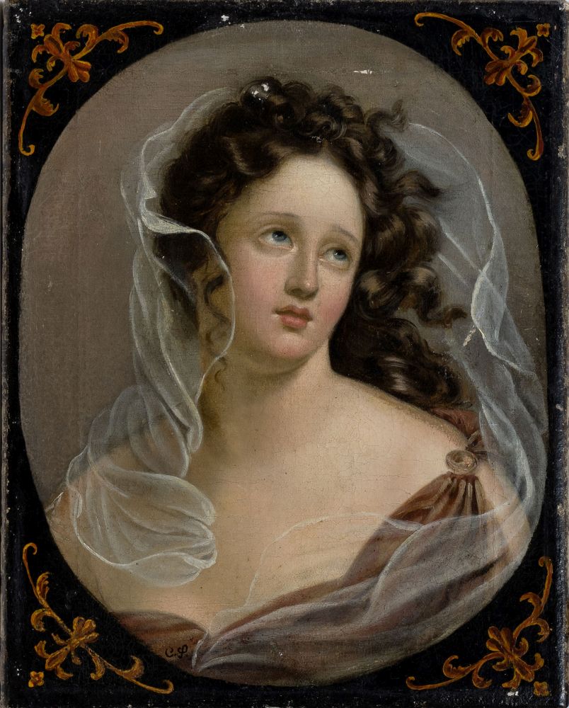 Deutscher Meister, tätig um 1800 - Junge Frau mit Schleier Junge Frau mit Schleier