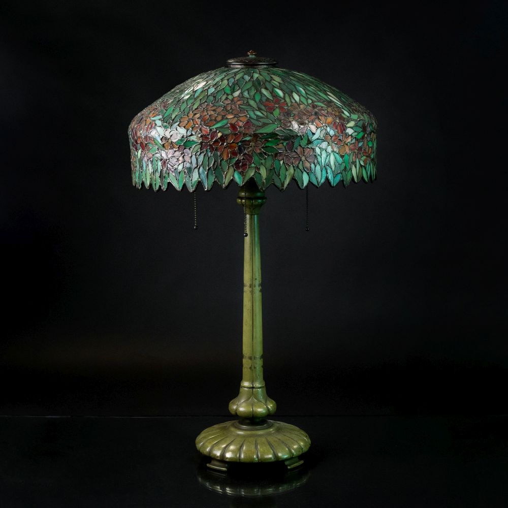 A Large Art Nouveau Periwinkle Table Lamp - image 2