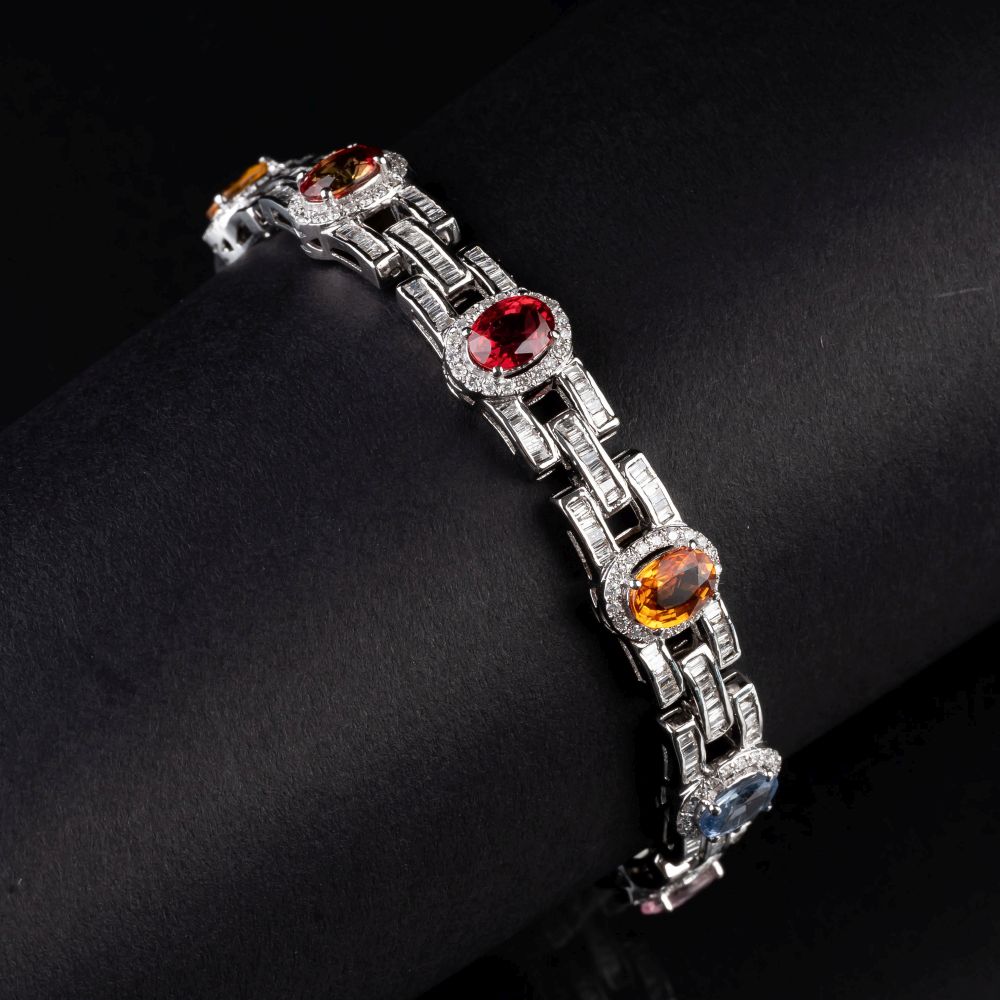 A Colourful Sapphire Diamond Bracelet - image 2
