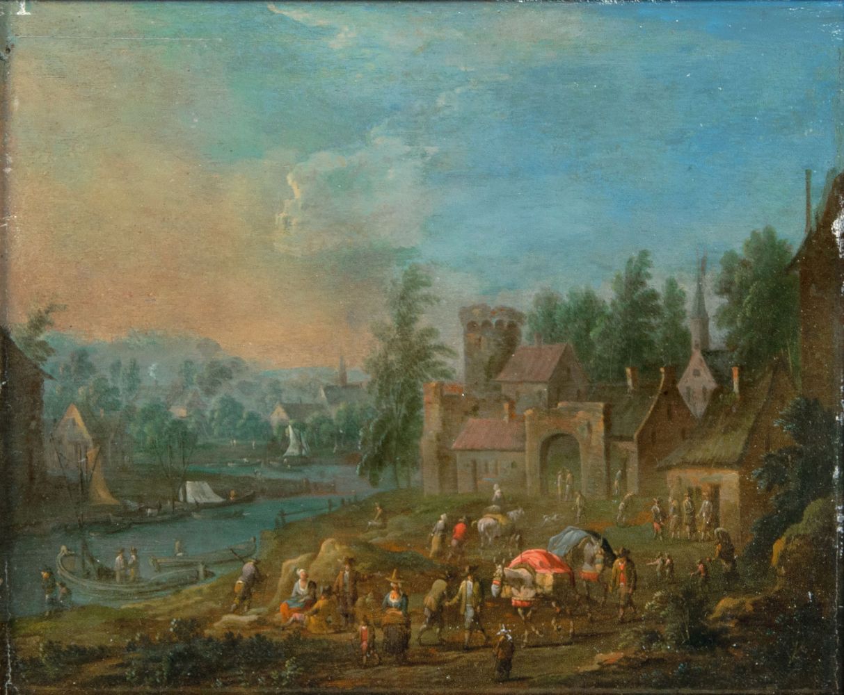 Adriaen Frans Boudewijns, zugeschr. - Reges Treiben am Fluss Reges Treiben am Fluss