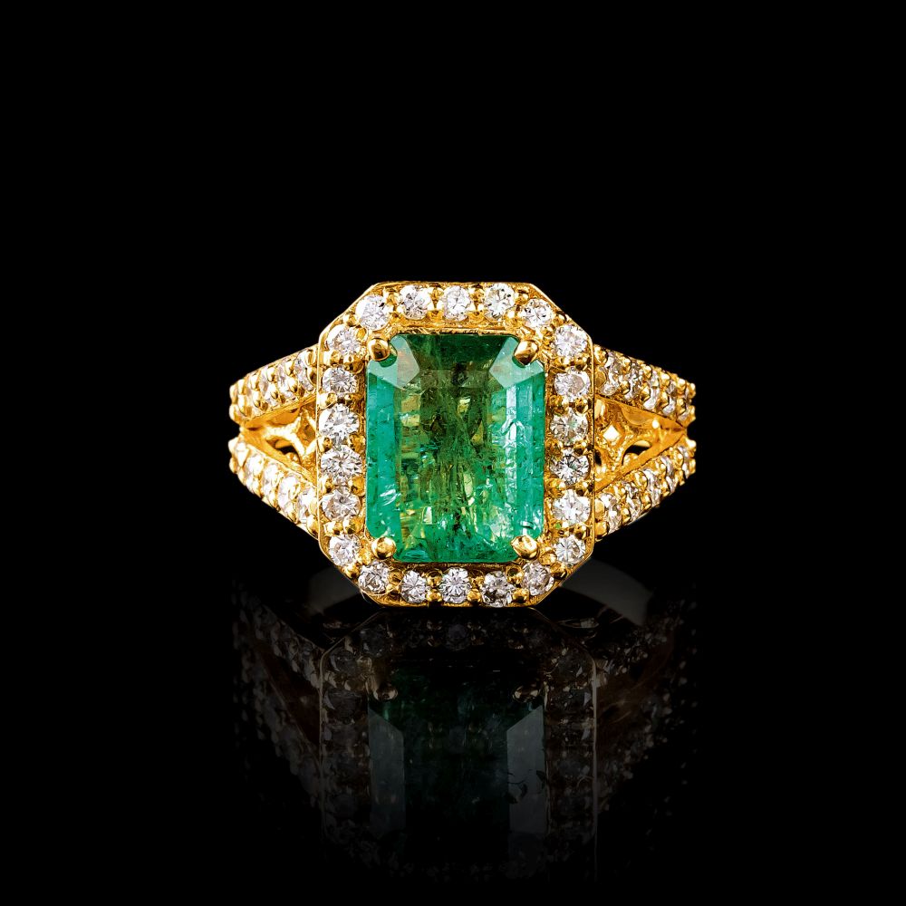 Smaragd-Brillant-Ring