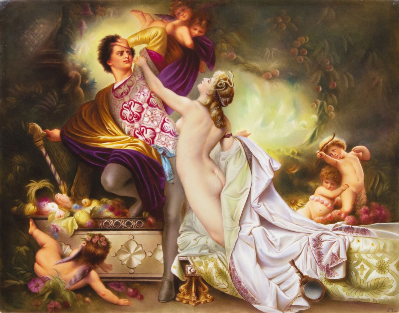 A Large KPM Berlin Porcelain Plaque 'Tannhäuser und Venus' A Large KPM Berlin Porcelain Plaque 'Tannhäuser und Venus'
