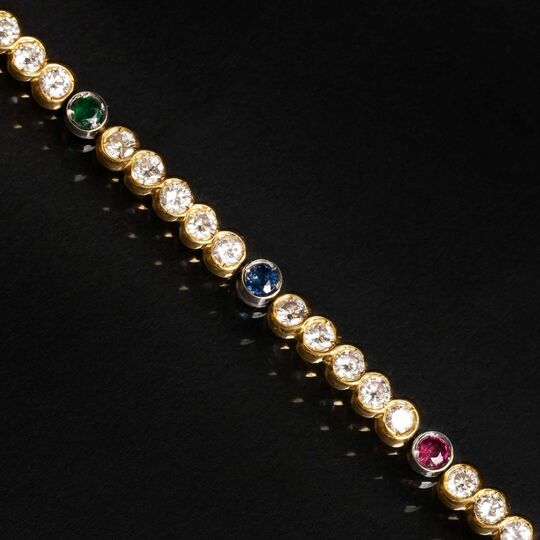 Brillant-Armband mit Saphiren, Rubinen und Smaragden