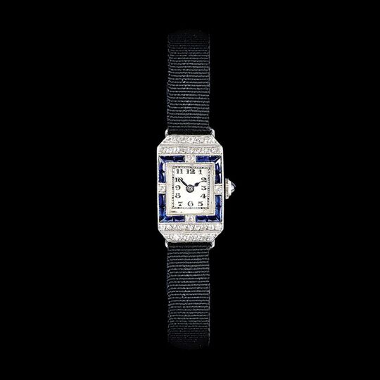 An Art-déco Ladies' Wristwatch with Precious Stones