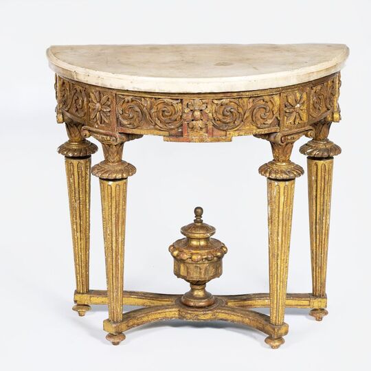 A Demi-Lune Pier Table with Floral Decor