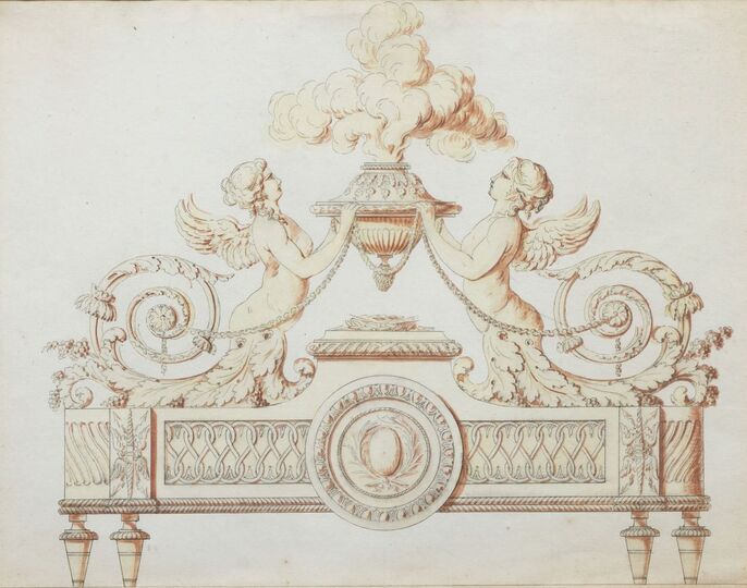 Design of an andiron for the princess Lamballe