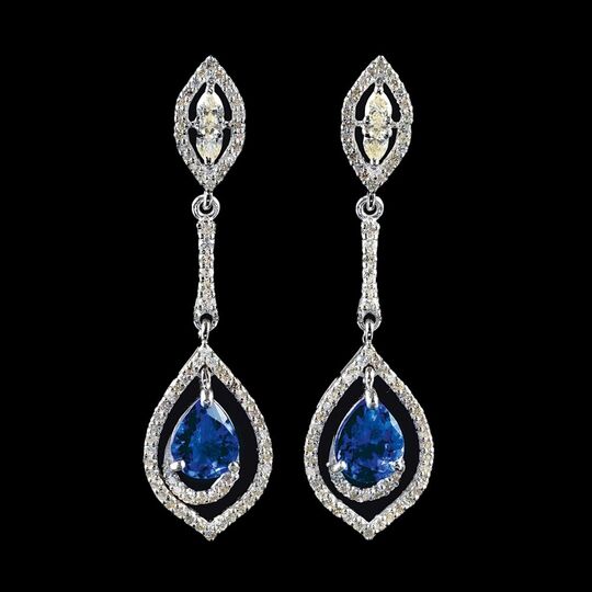 A Pair of Tanzanite Diamond Earpendants