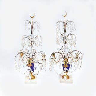 A Pair of Girandoles with Crystal Pendant