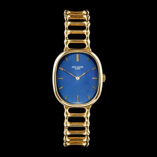 A Gentlemen's Wristwatch 'Golden Ellipse Blue Dial' with Gold Bracelet