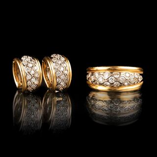 Brillant-Ring mit passendem Paar Creolen