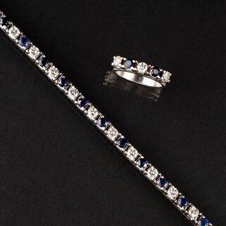 A Sapphire Diamond Bracelet with matching Ring