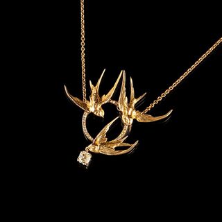 An Art Nouveau Diamond Pendant 'Swallows'