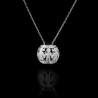 A Sphere shaped Diamond Pendant on Necklace
