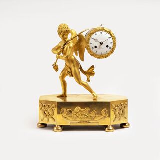 An Empire Table Clock 'Amor Le Porteur'
