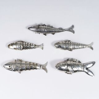 A Set of 5 Large Besomin Cans in Shape of Fishes