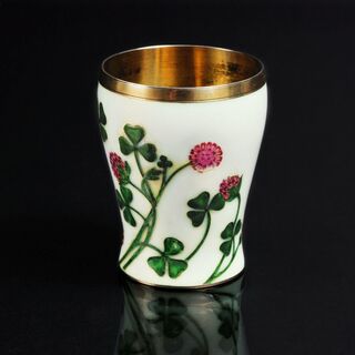 A small Russian Enamel Beaker 'Strawberry Clover'