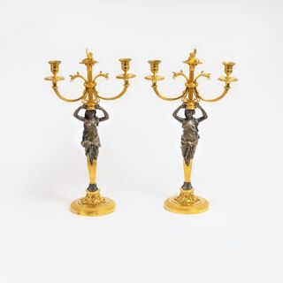 - Paar exzellenter Empire-Kandelaber mit Karyatiden in der Art des Claude Galle (1758-1815) Paar exzellenter Empire-Kandelaber mit Karyatiden in der Art des Claude Galle (1758-1815)