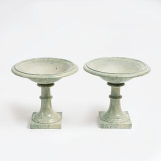 A Pair of Elegant Grey-Green StoneTazzas