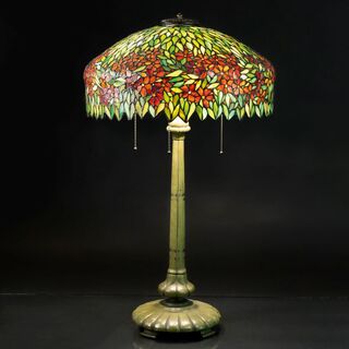 A Large Art Nouveau Periwinkle Table Lamp