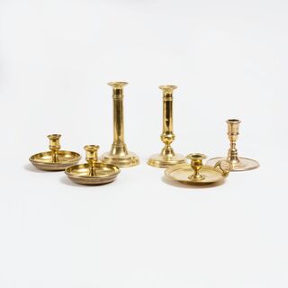 A Set of 6 Brass Candlesticks