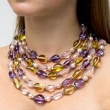 A coloured Gemstones Cascade Necklace 'Collana di Sassi' with Diamonds and Pearls - image 2