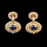A Pair of Sapphire Diamond Earrings - image 1