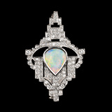 An Opal Diamond Brooch in Art-déco Style - image 1