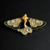 An Art Nouveau Diamond Plique-à-jour Brooch 'Papillon Nymph' - image 2
