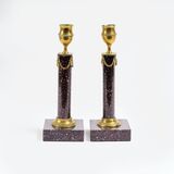 A Pair of Gustavian Blyberg Porphyry Candlesticks