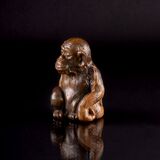 Russische Achat-Tierfigur 'Sitzender Schimpanse' - Bild 2