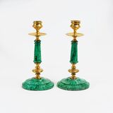 A Pair of Malchite-Candlesticks