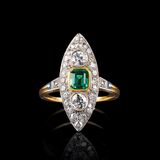 An Art-déco Diamond Emerald Ring - image 1
