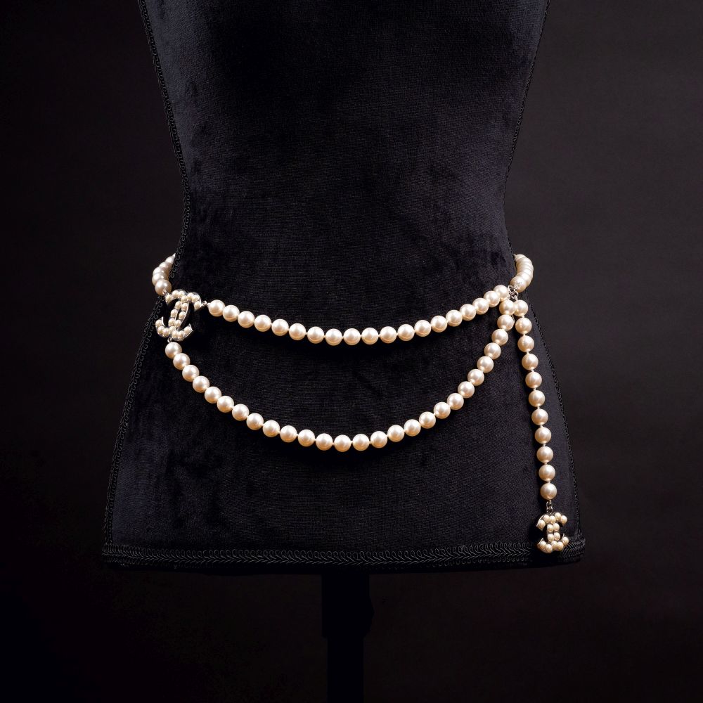 Chain Belt mit Faux-Pearls