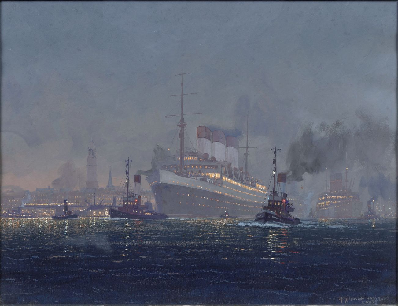 Robert Schmidt-Hamburg - The Cap Arcona leaving Hamburg The Cap Arcona leaving Hamburg