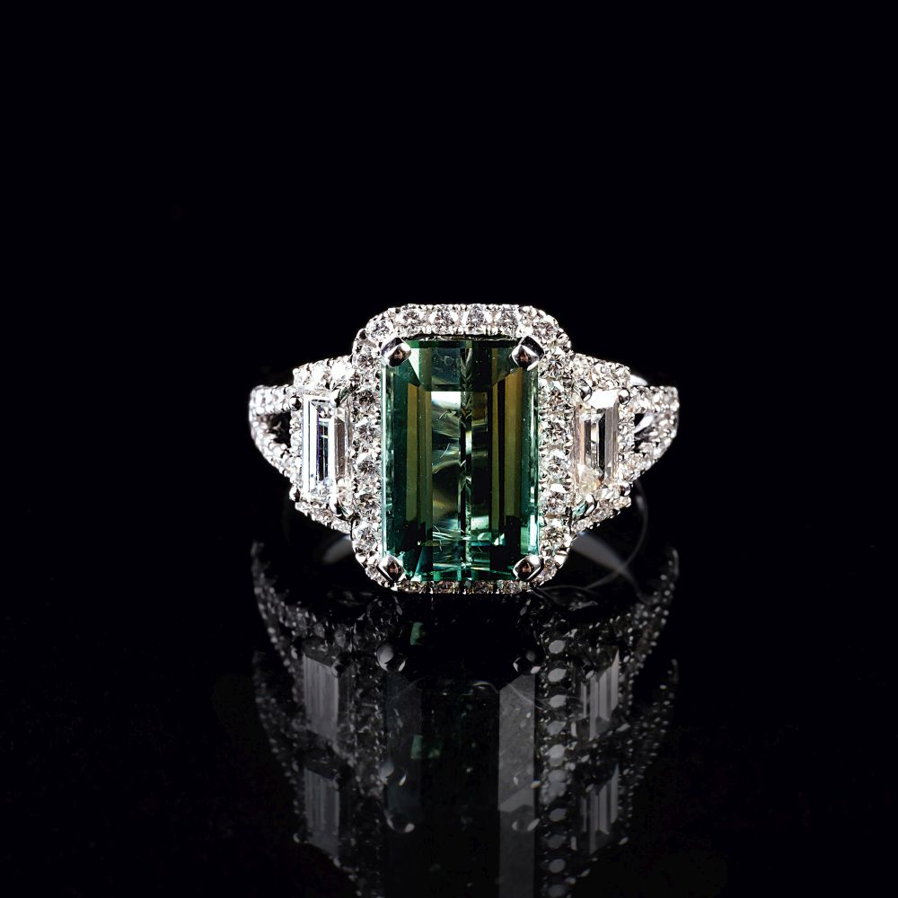 A Tourmaline Diamond Ring