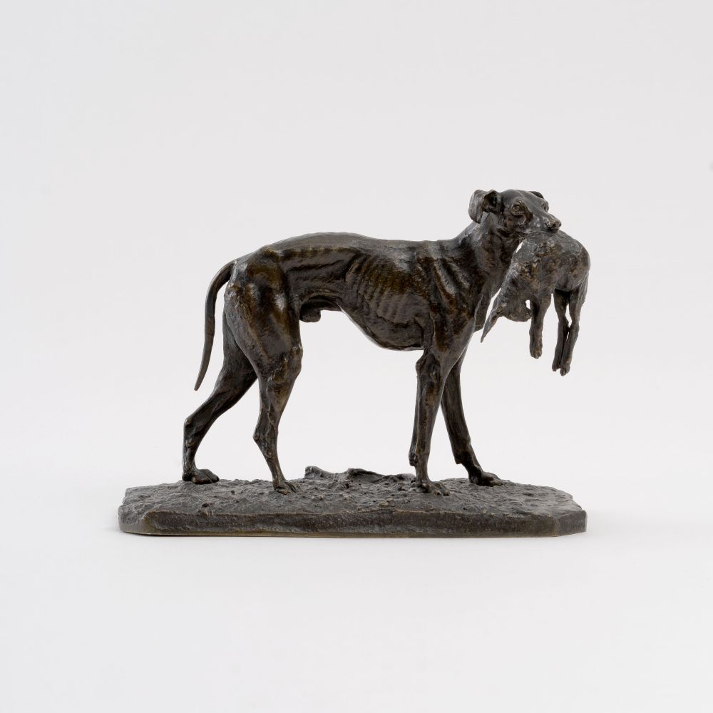 Pierre-Jules Mêne - Windhund mit Hasen als Beute Windhund mit Hasen als Beute