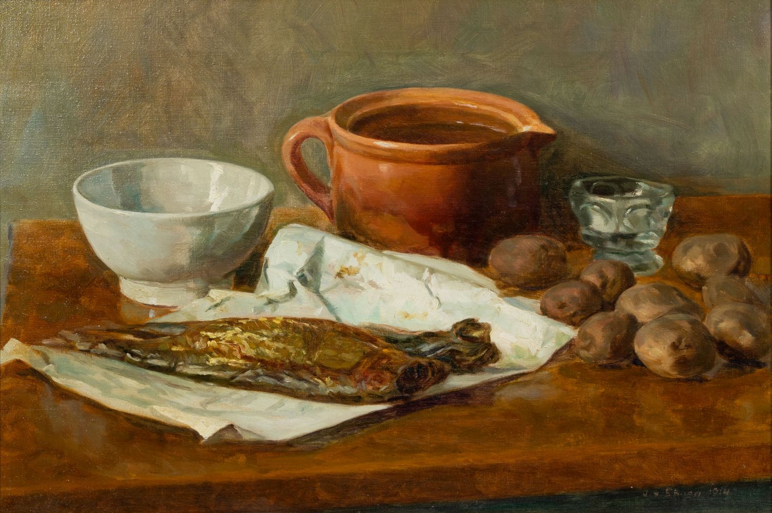 Julius von Ehren - Tafelstilleben mit Bücklingen Tafelstilleben mit Bücklingen