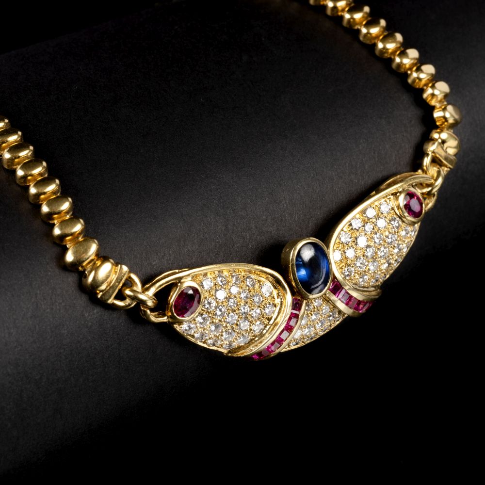 A colour-fine Sapphire Ruby Diamond Necklace - image 2