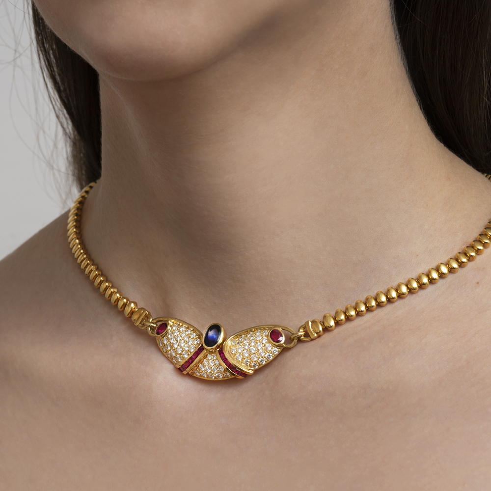 A colour-fine Sapphire Ruby Diamond Necklace - image 3