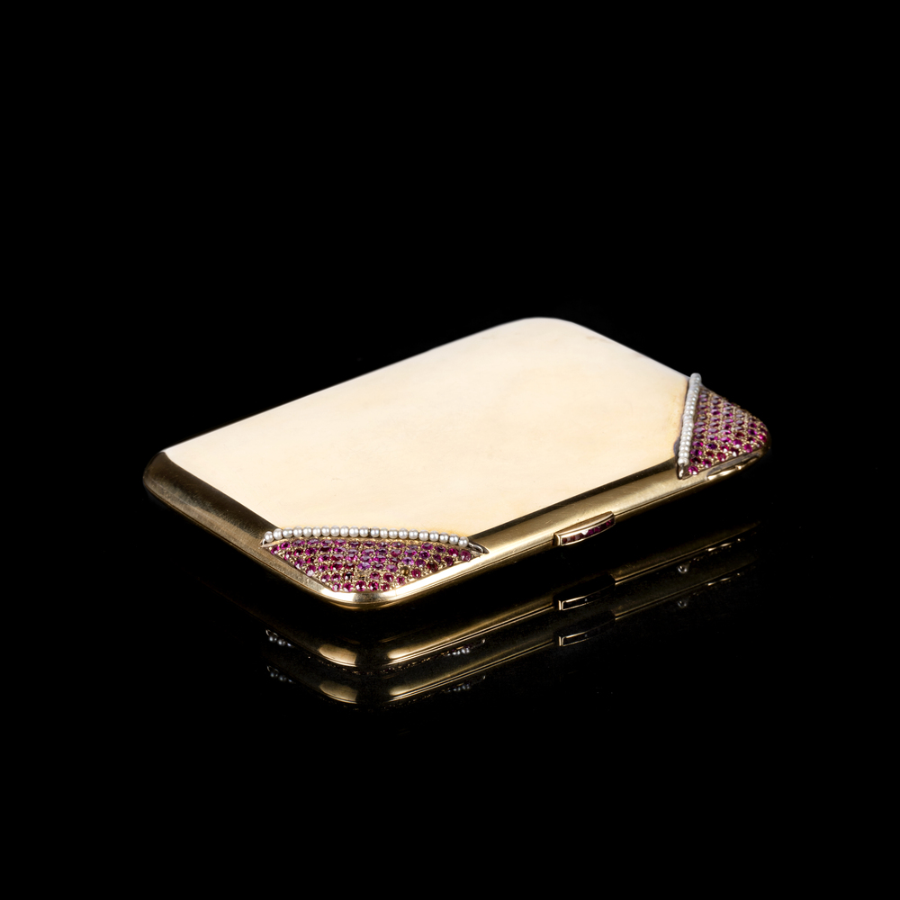 Jugendstil Gold-Etui mit Rubin-Besatz - Bild 3