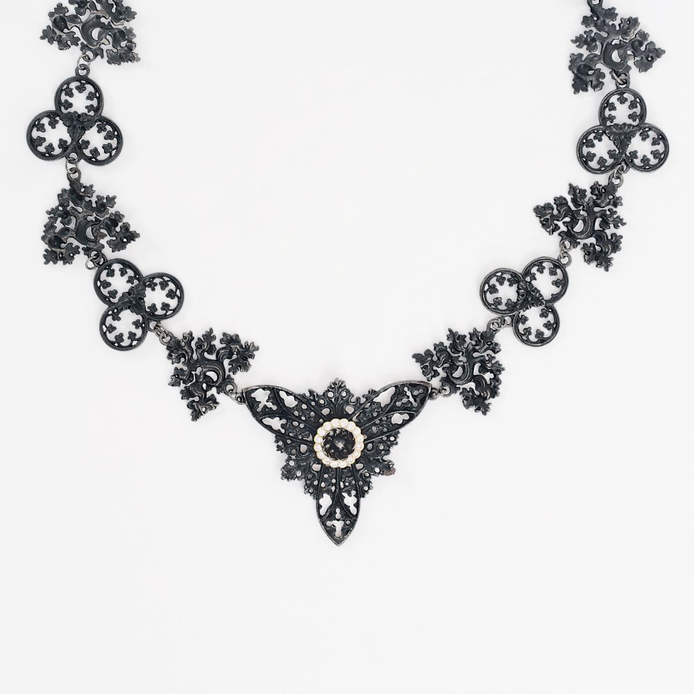 Biedermeier Collier mit Brillant-Rosette, sog. Berliner Eisenschmuck - Bild 2