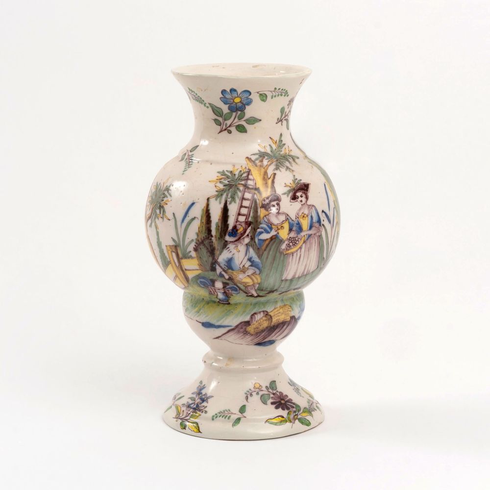 A Faience Vase with Harvest Scene A Faience Vase with Harvest Scene