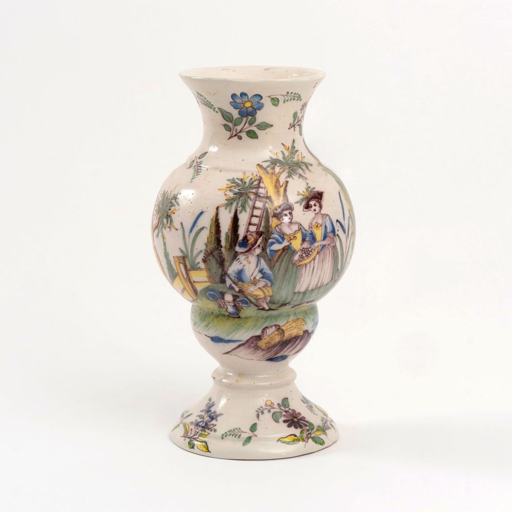 A Faience Vase with Harvest Scene